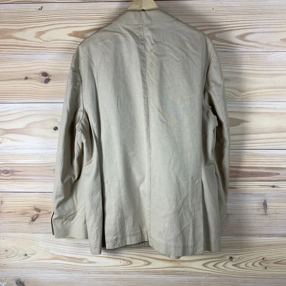 Hugo‎ Boss Blazer Mens 46R Khaki Tan 100% Cotton Summer Sports Coat Preppy